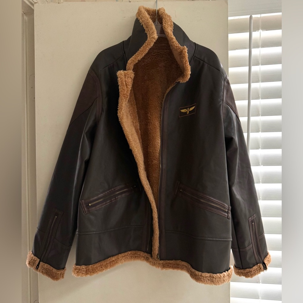 Brown Shearling Lined Leather Jacket - image 10